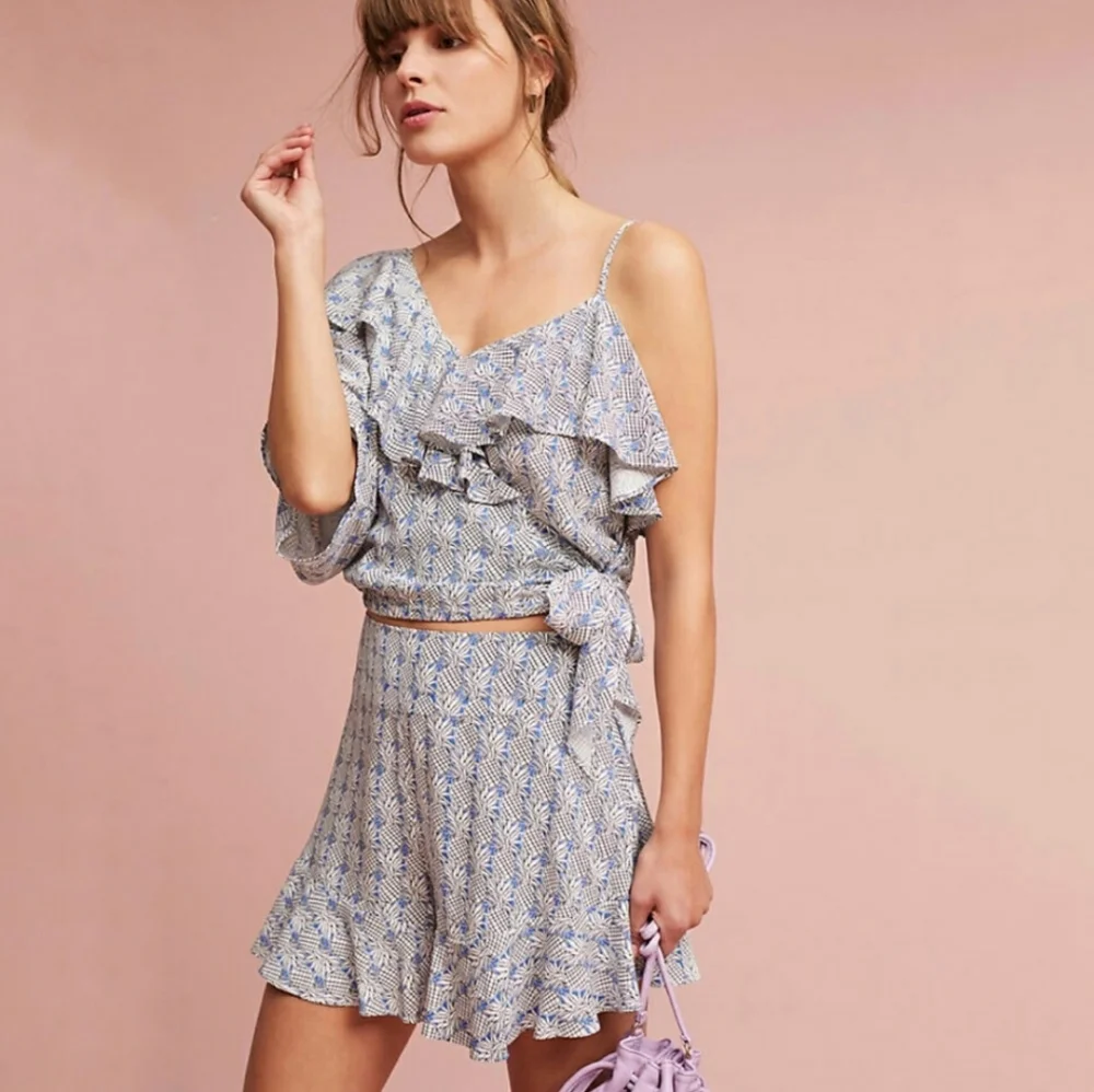 Anthropologie Maeve Imelda Pineapple Ruffle Blouse - Picture 8 of 9